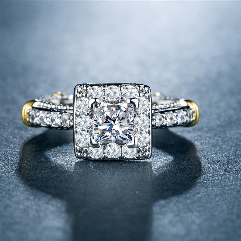 Personality Color Ring Zircons Fashion Ladies Ring Copper Plated Gold Jewelry CZ Stones Elegant Accessory Gems