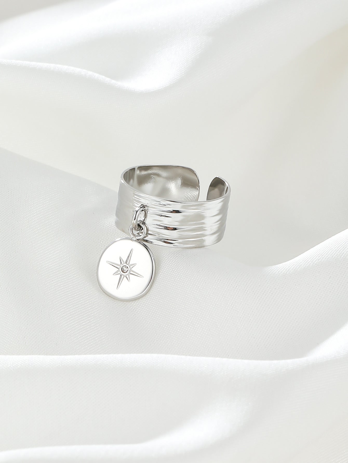 Six Point Star Zircon Ring Stainless Steel Gold Plated