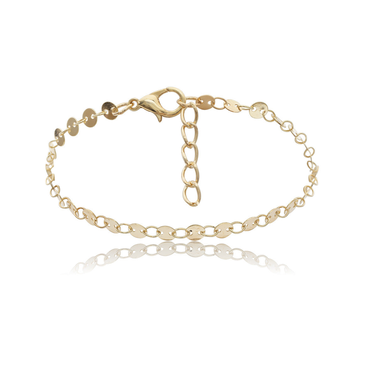 Womens Metal Bracelet Electroplated Geometric Round Bracelet With Sequin Chain Fashion Jewelry For Her And Her