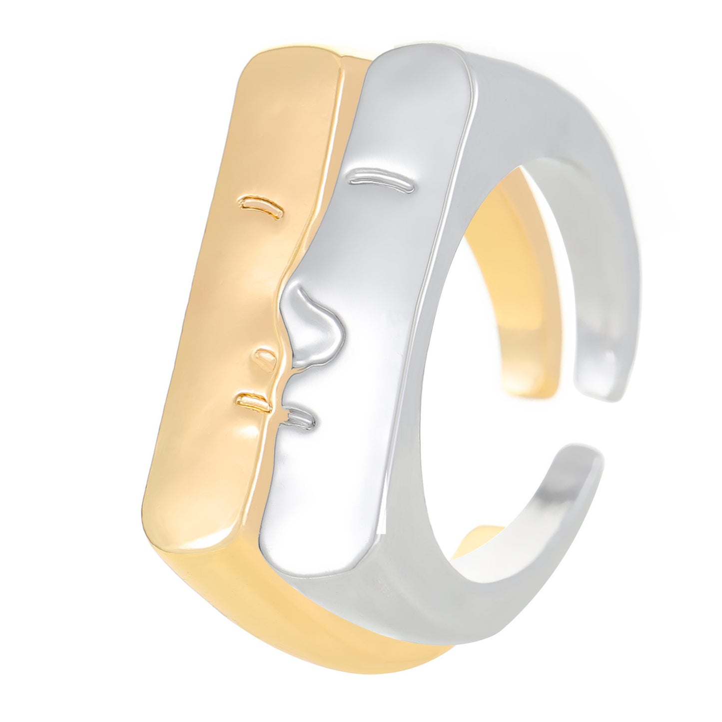 Open Mouth Face Ring Set Womens Expression Alloy Rings