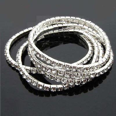 Sparkling Star Elastic Bracelet Full Diamond Single Row Design Shiny Bangle For Women Diameter 7cm Combination