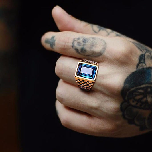 Unisex Stainless Steel Checkerboard Ring Geometric Pattern Durable Fashion Accessory For Men And Women For All