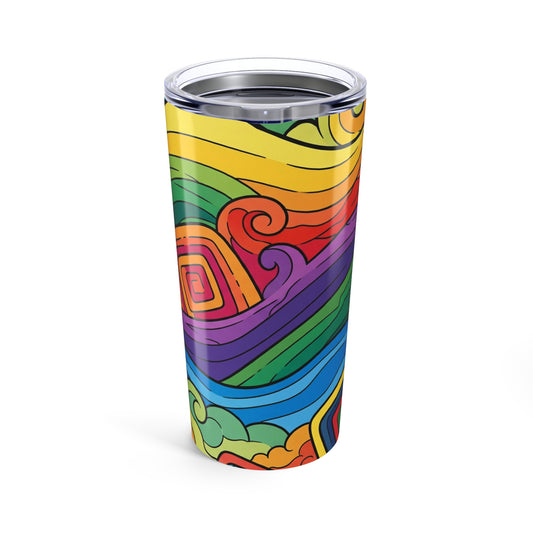 20 Oz Stainless Steel Tumbler Printed Design Double Wall Vacuum Insulation Spill Resistant Durable Hot Cold Drinks