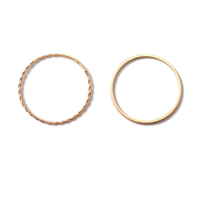 Womens Fashion Rings Set Geometric Twist Electroplated Metal Rings Unique Design Jewelry Gift For Her Two Pack