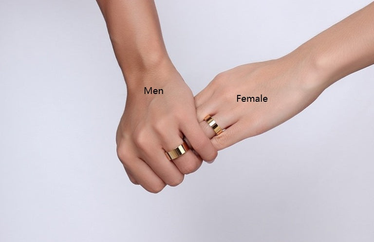 Geometric Titanium Couple Rings Set For Him And Her