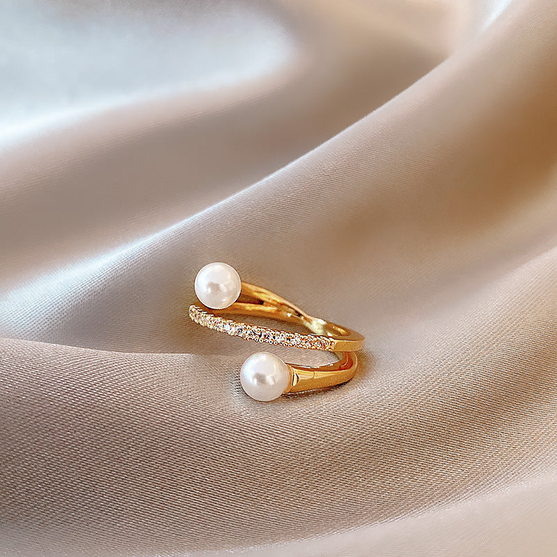 Geometric Gem Inlay Silver Ring 925 Adjustable Open Ring Korean Style Women Fashion Jewelry Everyday Wear For Daily Glam