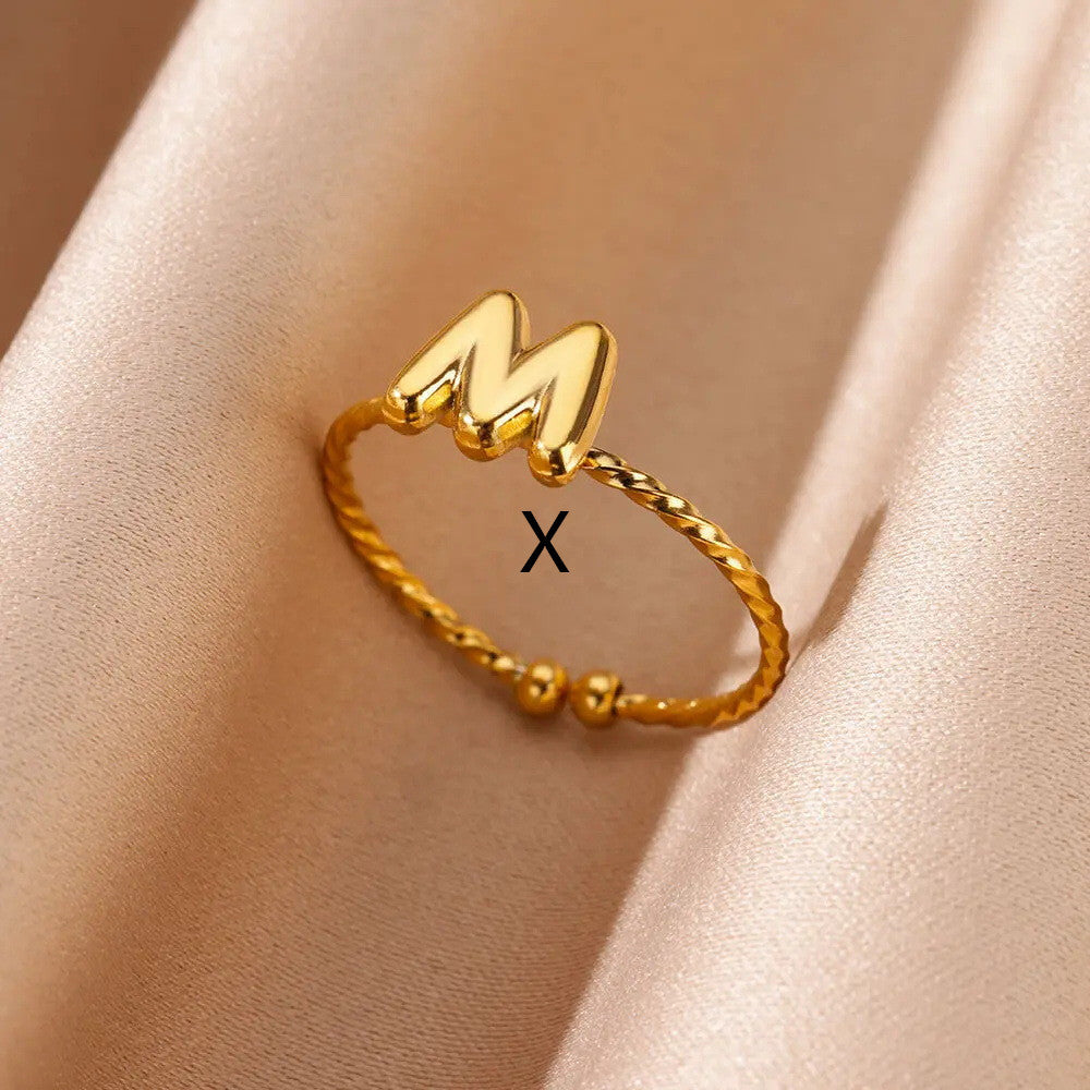 Unisex Initial Letter Ring 18K Gold Plated Stainless Steel Alphabet A Z Personalized Ring Jewelry Gift For All