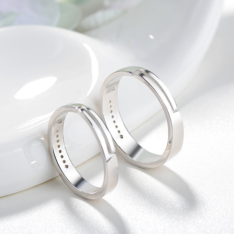 Sterling Silver Adjustable Couple Rings Bow Design Set For Lovers Engagement Wedding Bands Promise Rings For Him And Her