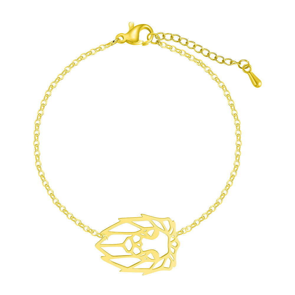Unisex Lion Pendant Bracelet Stainless Steel Geometric Lion Bracelet High Quality Fashion For Women Rose Gold