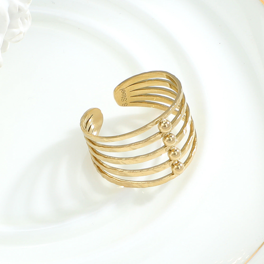 European And American Retro Female Light Luxury Temperament Turquoise Hollow Ring