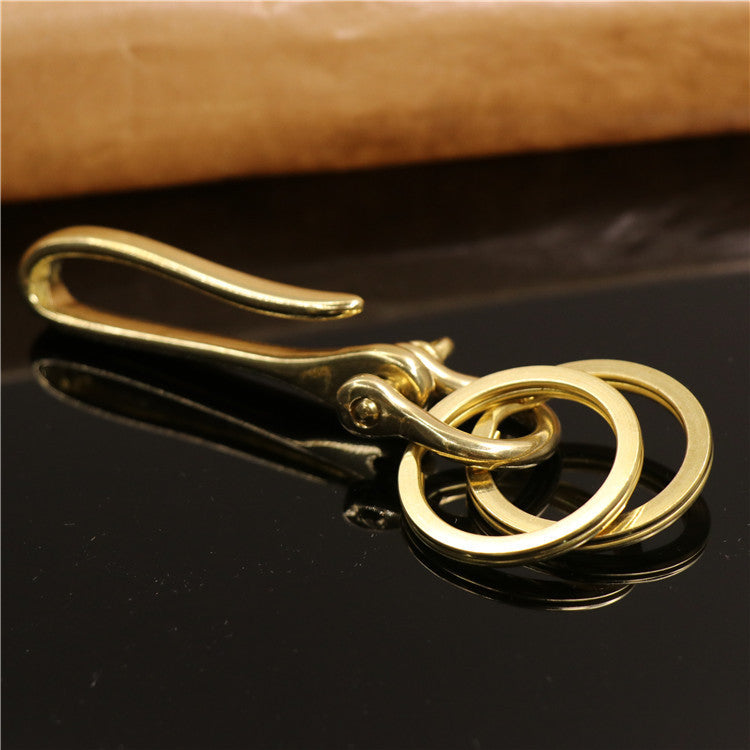 Mens Pure Copper Car Keychain Pendant With U Shaped Hook And Horseshoe Buckle Slip Light Treatment Key Ring Decoration