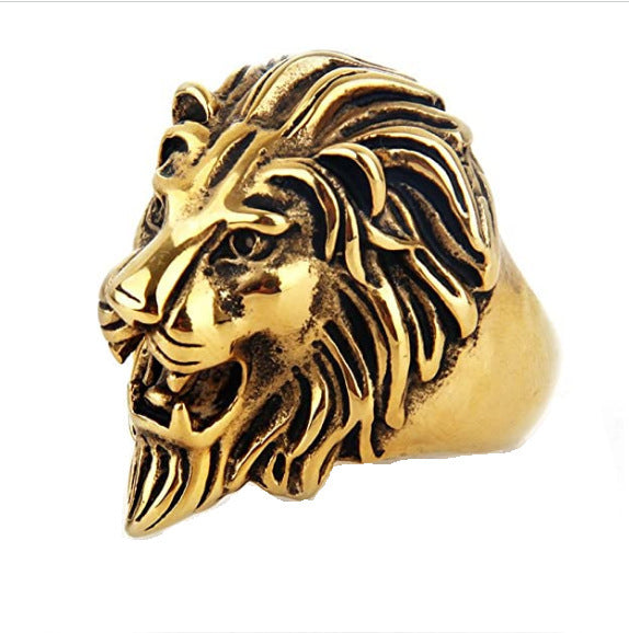 Unisex Hip Hop Punk Ring Stainless Steel Gold Plated Animal Zodiac Fashion Jewelry For Men Women Teens Durable