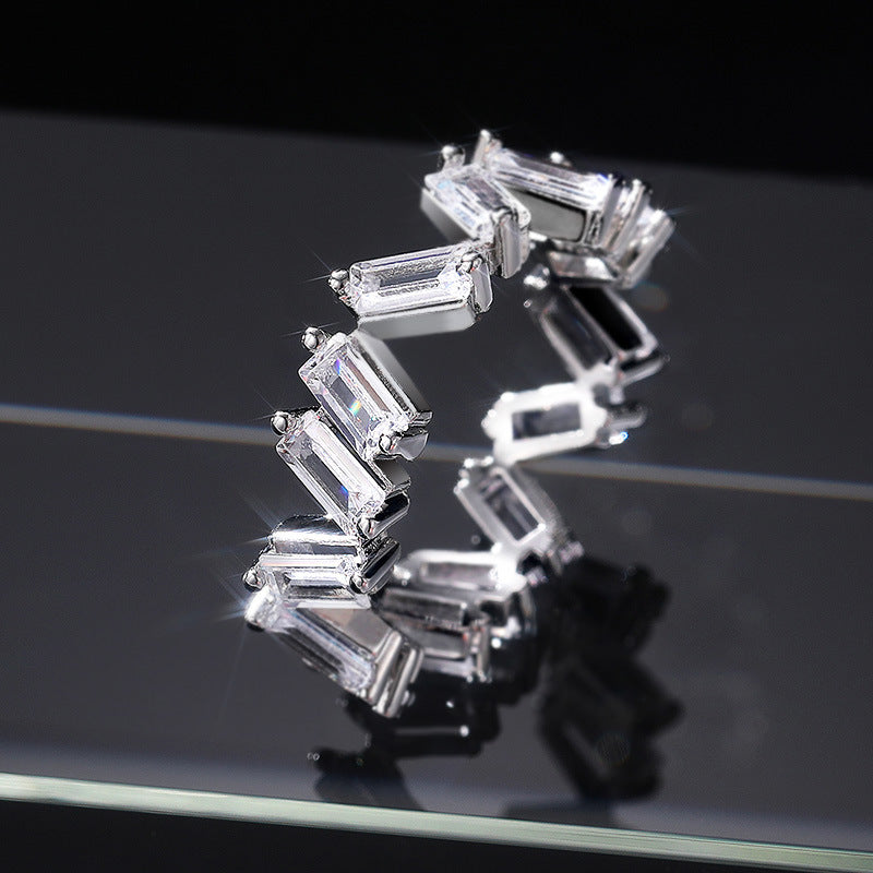 Womens Dazzling Diamond Ring Gold Plated Geometric Jewelry for Birthday Gift Party Occasions Elegant Accessory