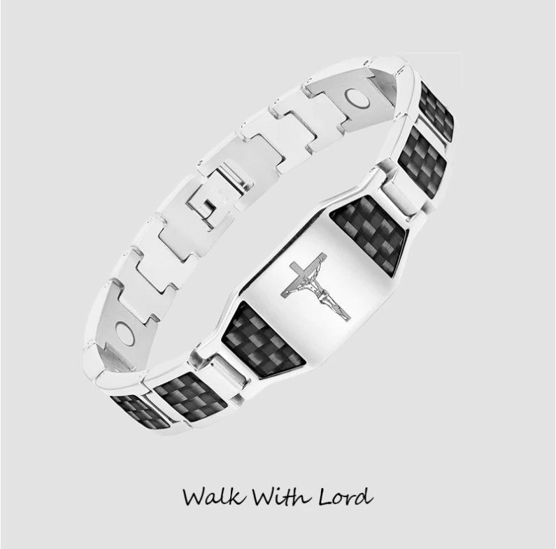 Mens Womens Copper Magnetic Cross Totem Bracelet Religious Jewelry Gift for Men Women Anniversary Opening Ceremony