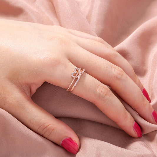 Love Heart Ring Open Adjustable Zircon Copper Ring European Electroplated Personalized Ring Europe and America