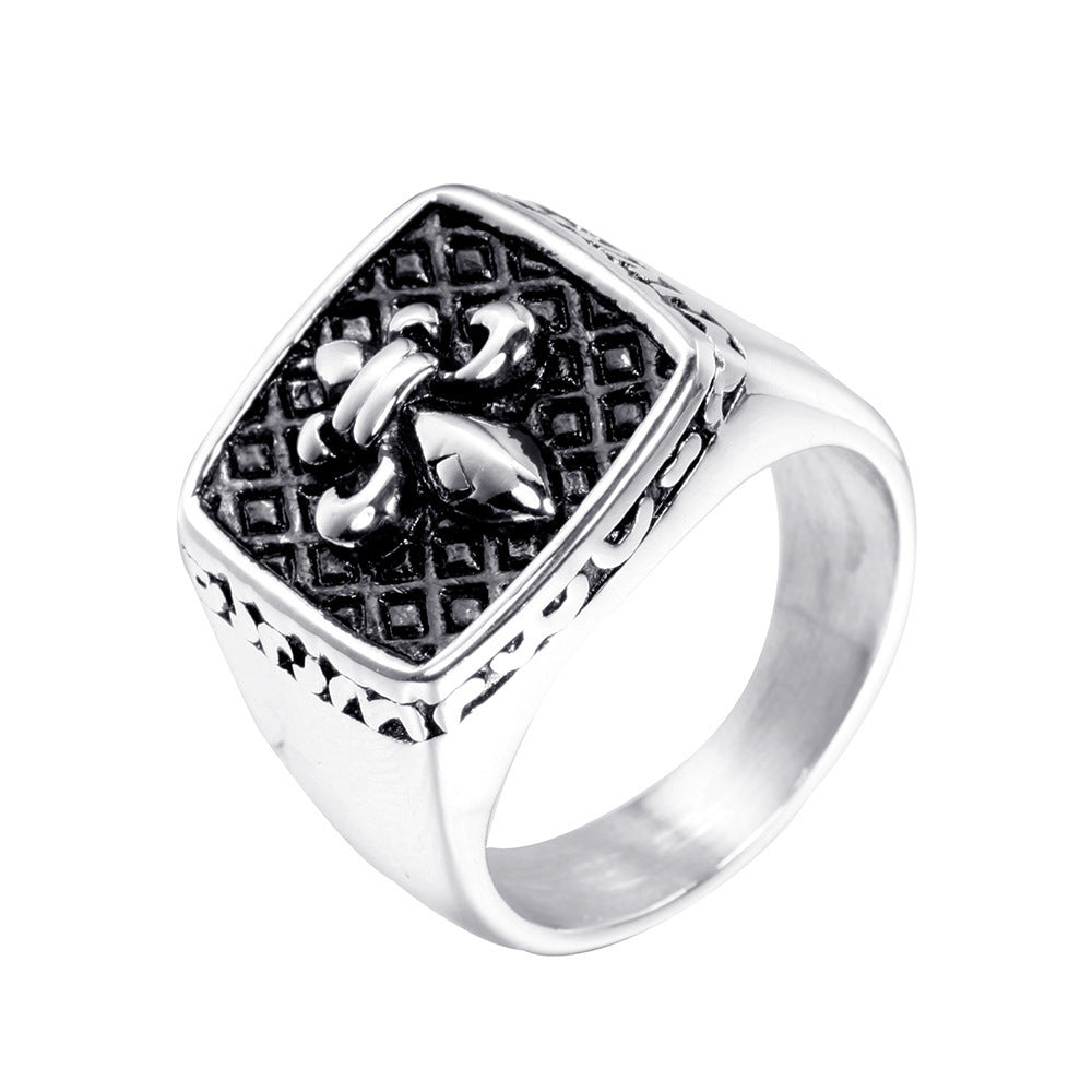 Stainless Steel Cross Ring Polished Geometric Design For Men And Women Durable Fashion Jewelry European American