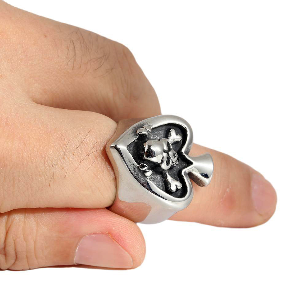 Mens Retro Skull Ring Titanium Steel Geometric Electroplated Durable Statement Jewelry For Biker Gothic Punk Fashion