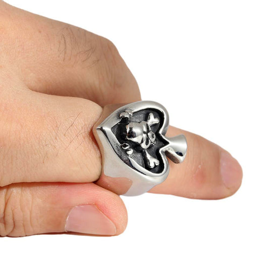Mens Retro Skull Ring Titanium Steel Geometric Electroplated Durable Statement Jewelry For Biker Gothic Punk Fashion