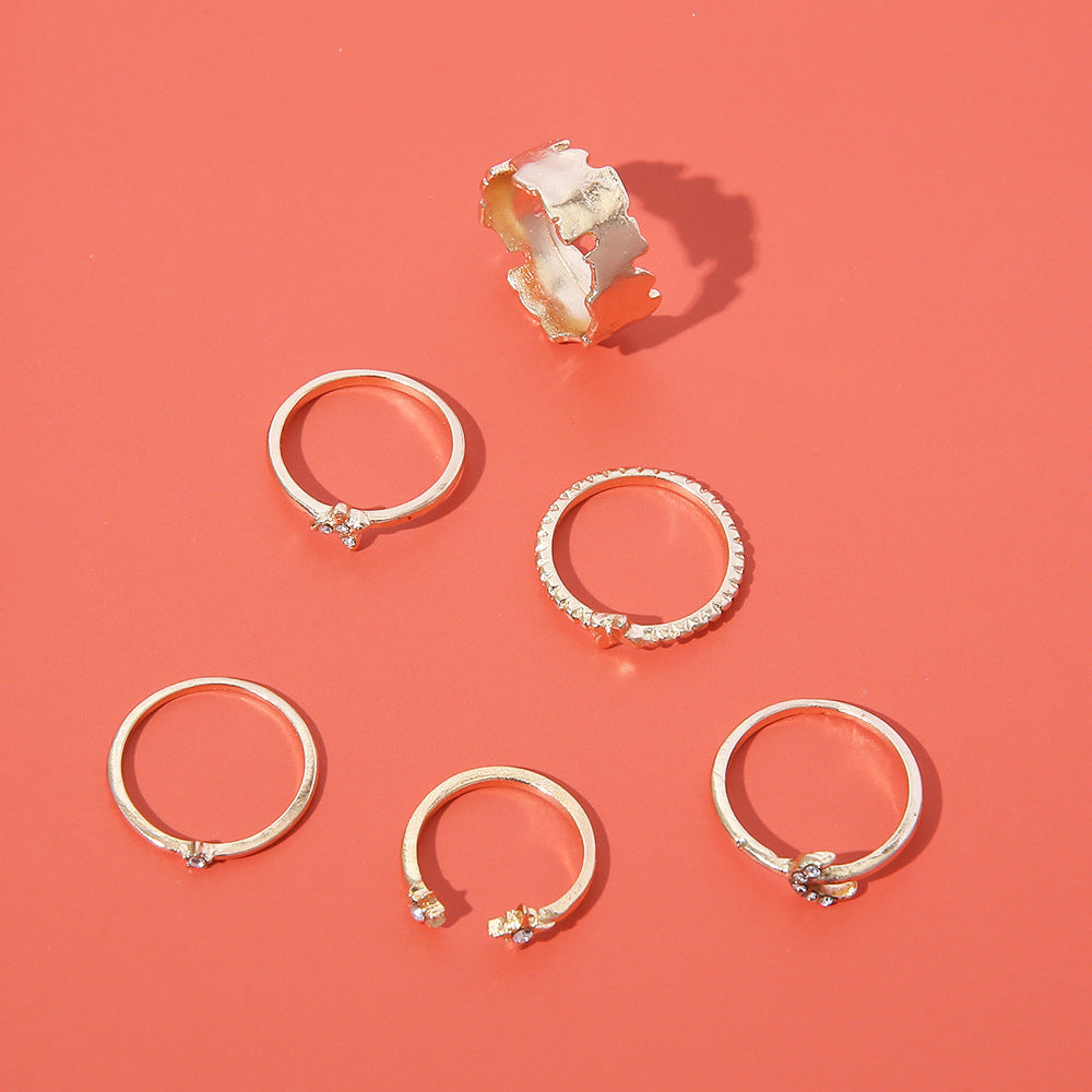 Alloy Insect Ring Set Electroplated Rings Butterfly Design Moon Ring Set Fashion Jewelry For Women Insect Moon