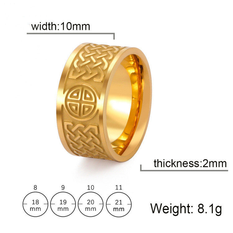 Spacer Square Celtic Knot Ring Unisex Fashion Titanium Steel Electroplated Finish Blackened Steel GoldFinishes