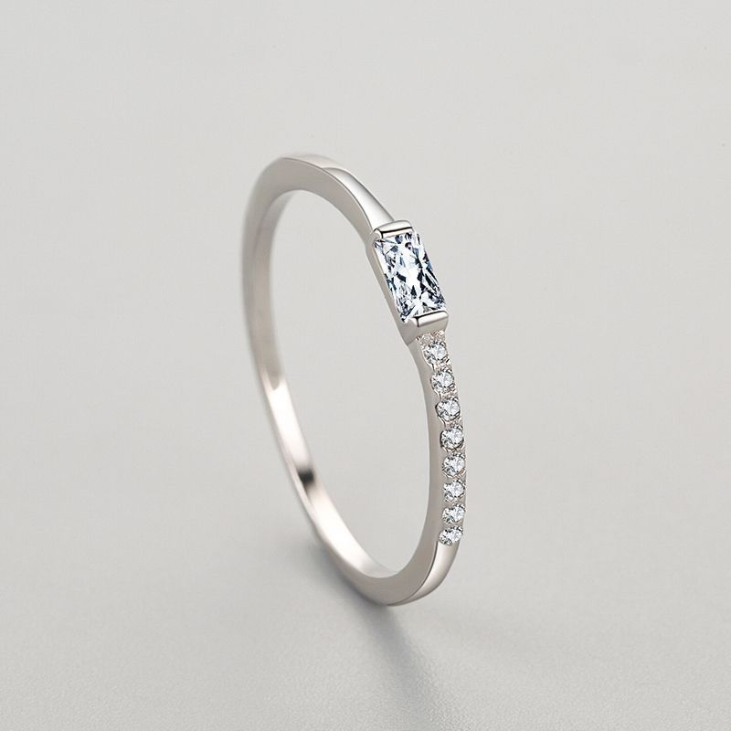 925 Sterling Silver Ring for Women Minimalist Design Sugar Cube Ring Diamond Ring for Her Adjustable Opening Jewelry Gift for Girlfriend Anniversary Present