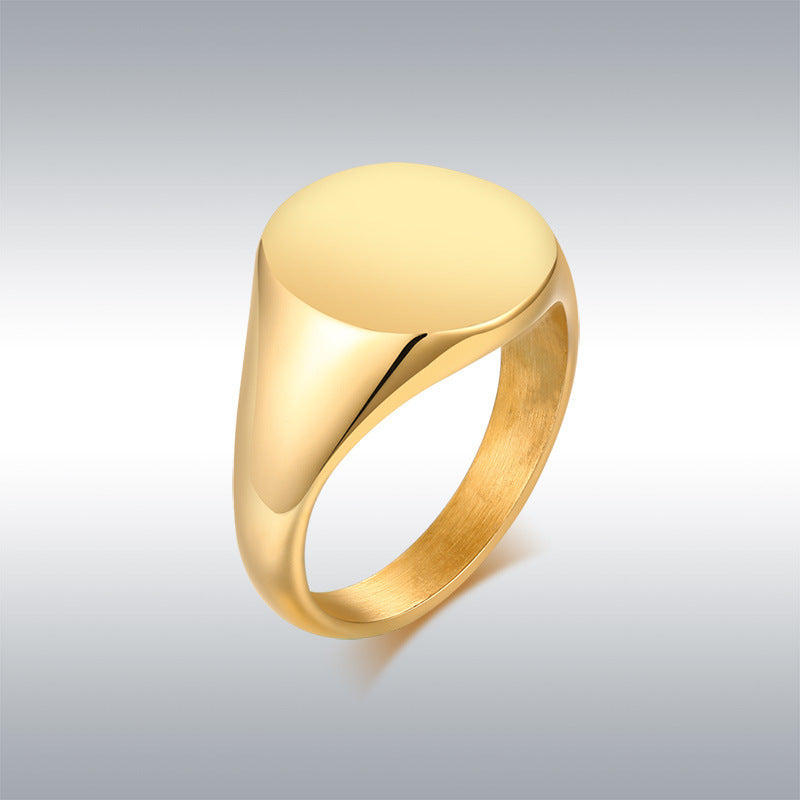 Unisex Titanium Steel Ring with Polished Gold Tone Finish for Women and Men Anniversary Gift Idea Everyday Use