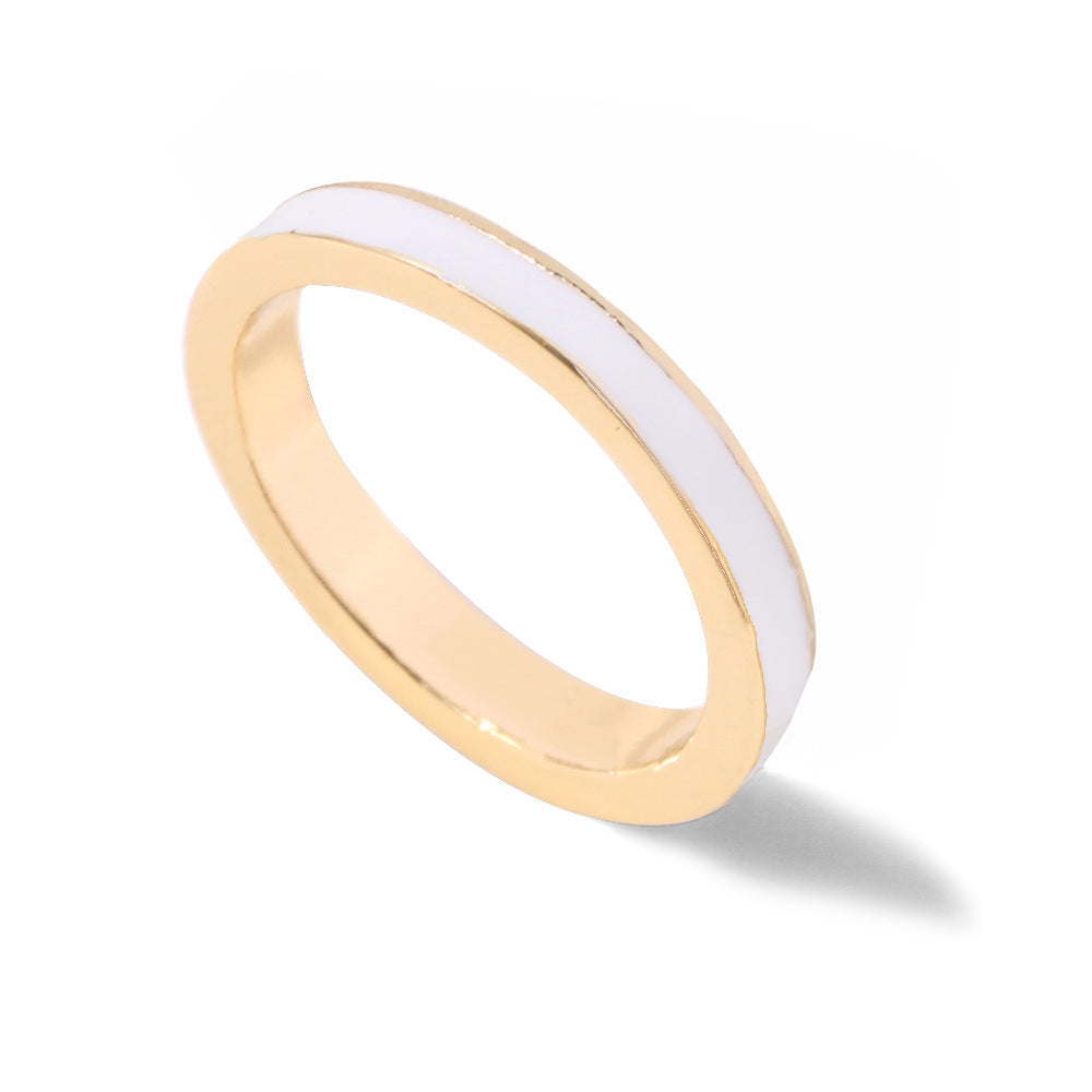 Womens Alloy Ring With Drip Oil Design Fashion Jewelry Simple Band Ring For Everyday Wear Non Inlay Size 7 8 Women