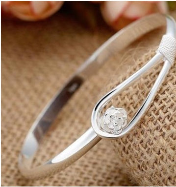 Silver Plated Cherry Blossom Bracelet For Women Jewelry