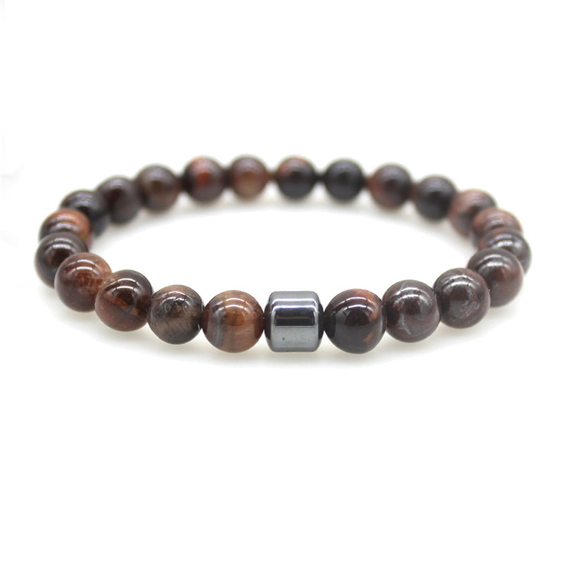 Unisex Tigereye Bracelet Natural Volcanic Rock With Map Stone Geometric Design For Everyday Wear And Special