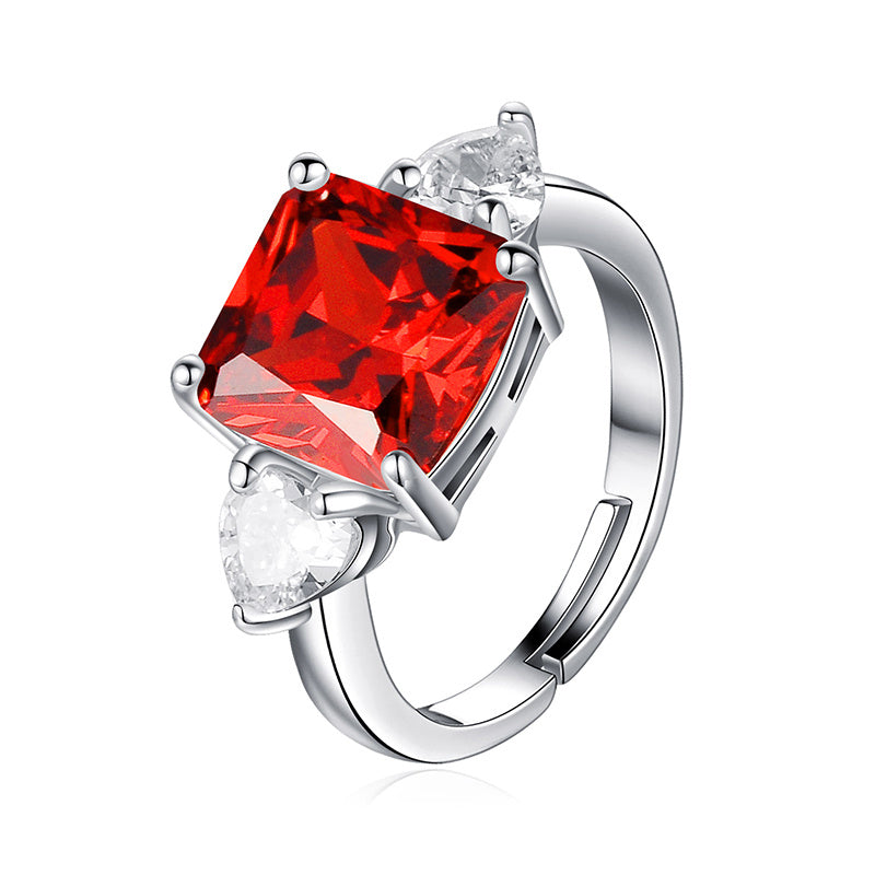 Copper Ring With Square Inlaid Zircon Accent Multicolor Jewelry For Women Gift For Her Fashion Jewelry For Her