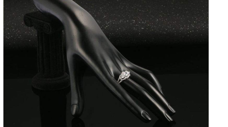 Womens Platinum Plated Zircon Ring 6mm Copper Inlaid