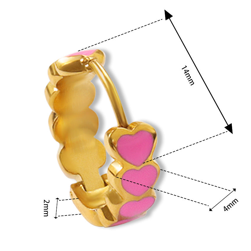 Womens Stainless Steel Earrings Electroplated Rose Red Pink And Purple Studs For Women Girls Cold Wind Jewelry