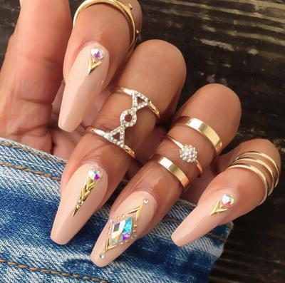 Womens Alloy Ring Set FivePiece With Artificial Gemstones Inlay Semi Precious Stones Fashion Jewelry For Women