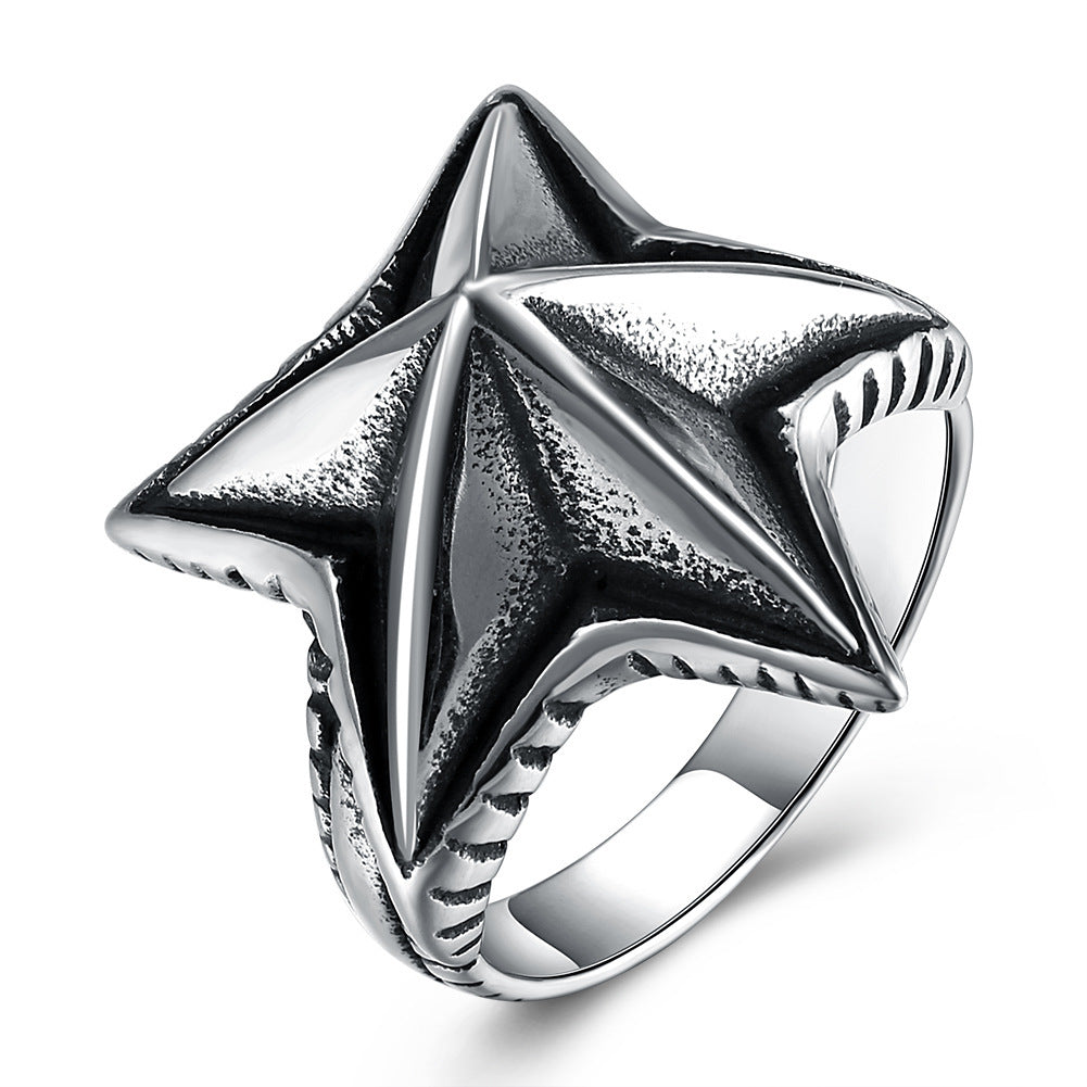 Personalized Star Titanium Steel Ring for Unisex Silver Jewelry Accessory Sizes 8 9 10 12 Electroplated Finish