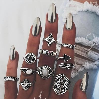 Womens Knuckle Ring Set Stackable Bohemian Vintage Style Rings Gift for Women Fashion Jewelry Stylish Boho Accessory