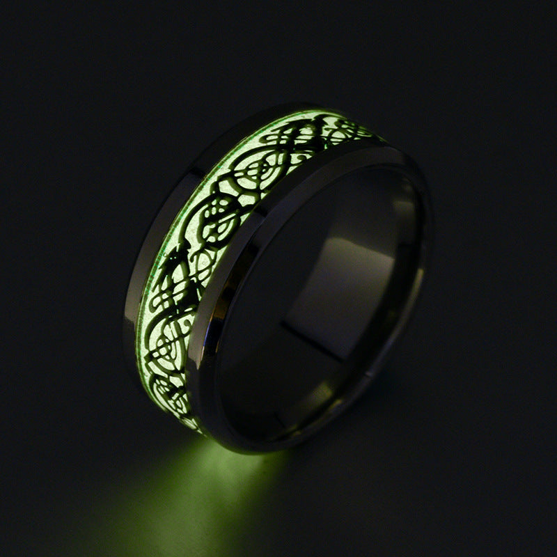 Mens Stainless Steel Luminous Ring Glows In The Dark Band