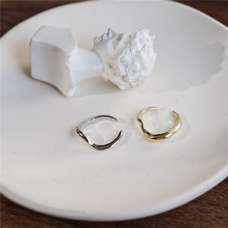 Two Tone Ring Alloy Geometric Design Gold And Silver Plating Sleek Modern Jewelry For Travel Gift Travel Ready