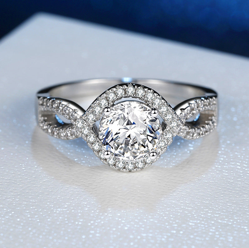Zircon Moissanite Ring for Women Fashion Wedding Bride in White Copper Nepalese Style with Elegant Shine Today