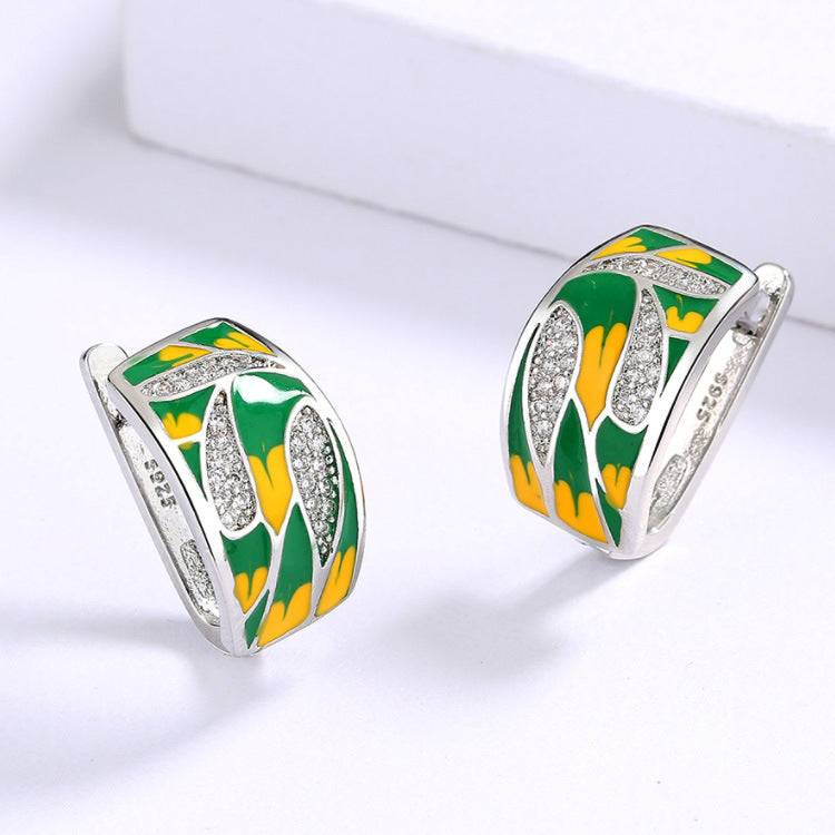 Elegant Brass Gold Plated Gemstone Stud Earrings For Her