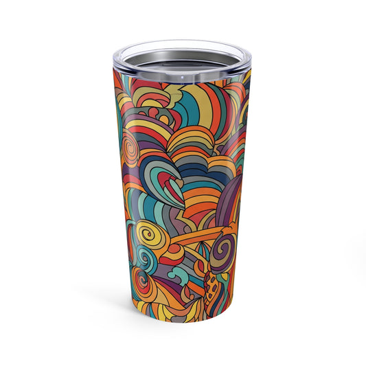 20oz Stainless Steel Tumbler With Printed Design Double Wall Vacuum Insulated Spill Resistant BPA Free Durable