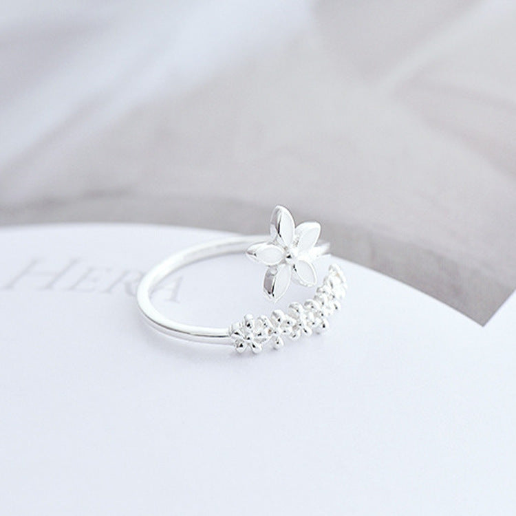 Womens Adjustable Silver Ring Korean Style Electroplated Open Band Ring Gift For Her Everyday Silver Accessory