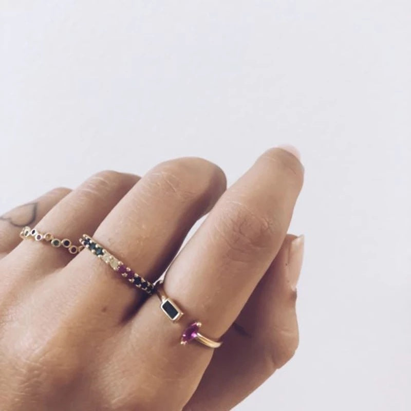 Adjustable Open Ring With Diamond Shape Zircon Copper In White Gold And Yellow Gold Plated For Women Fashion Jewelry