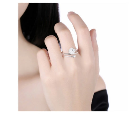 Womens Lotus Flower Copper Ring Electroplated Korean Style