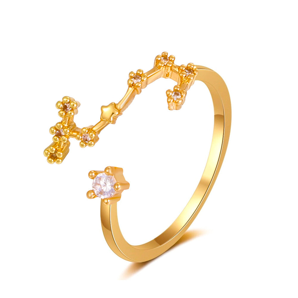 Copper Zircon Celestial Ring For Women Inlaid Constellation Astrology Jewelry Delicate Everyday Ring Gift Tips