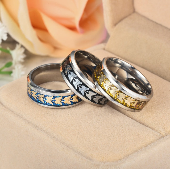 Womens Stainless Steel Butterfly Ring Korean Fashion Jewelry Simple Temperament Band For Women And Girls Gleaming