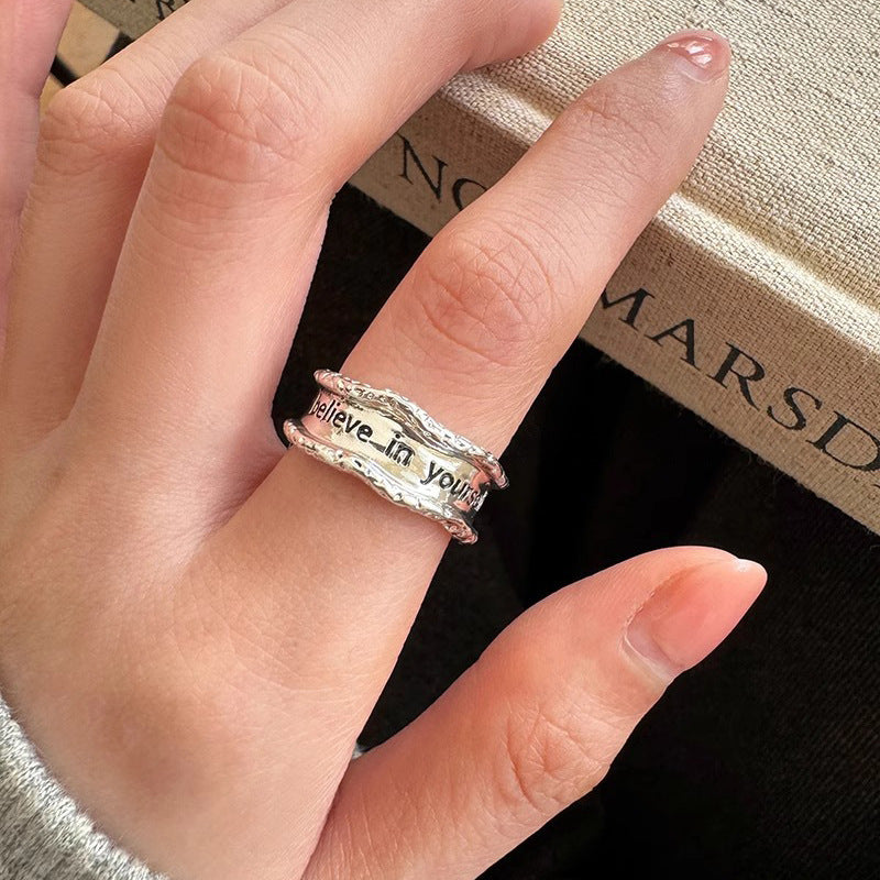 Retro Alphabet Initial Ring Adjustable Opening Copper Electroplated Jewelry For Her Fashion Gift Elegant Daily