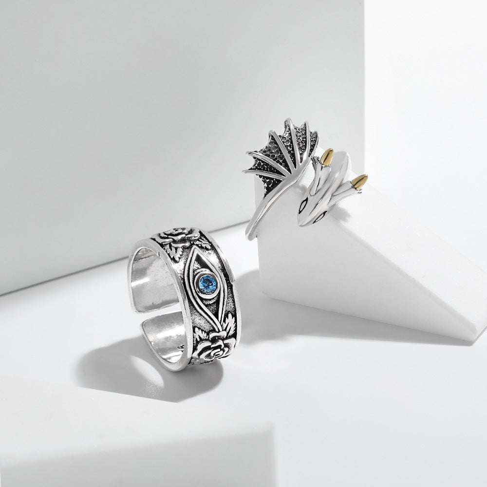 Copper Ring With Flying Dragon Design Vintage Retro Electroplated Fashion Jewelry For Women For Modern Fashion