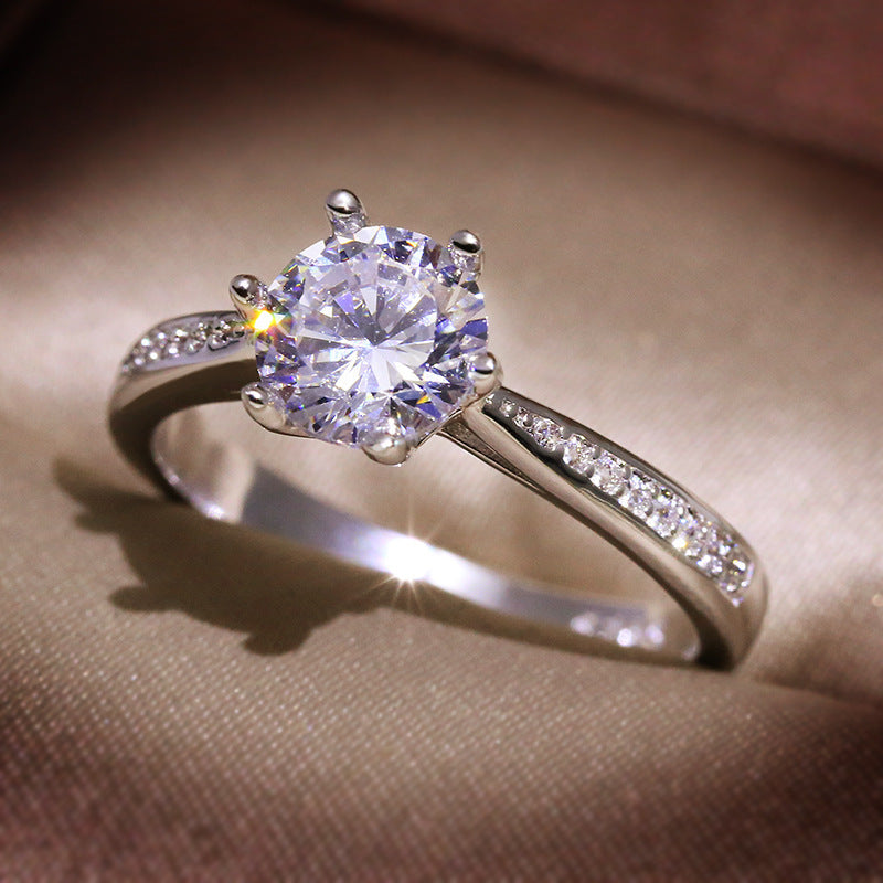 Womens Moissanite Ring 18K Plated Geometric Wedding Engagement Anniversary Promise Bridal Fashion Jewelry Glow