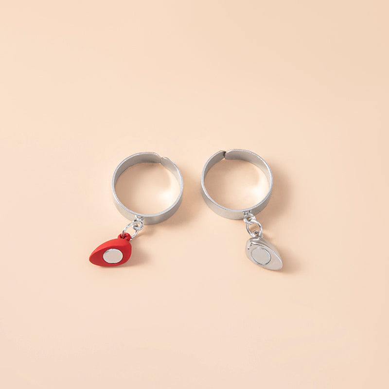 Couple Heart Magnetic Rings Adjustable Zinc Alloy Fashion Rings For Lovers Sisters Friends Gift Set XL Stylish