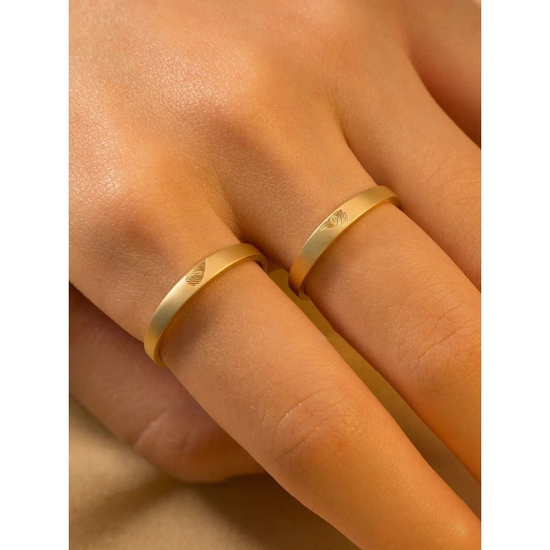 Couples Fingerprint Love Ring Gold Tone Alloy Promise Anniversary His And Hers Matching Jewelry Quality Classy
